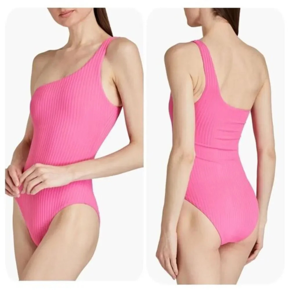 NWOT MELISSA ODABASH Palermo one-shoulder ribbed swimsuit Sz 6